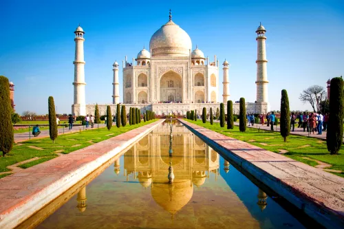 The Taj Mahal Shrine in Agra, India.