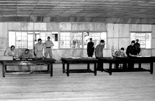 Photograph of Korean War armistice signing