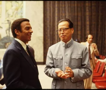 Photograph of Chen Chu and Andrew Young at the United Nations