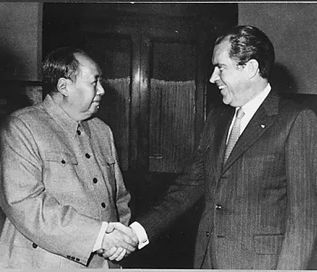 Handshake between Mao Zedong and Richard Nixon